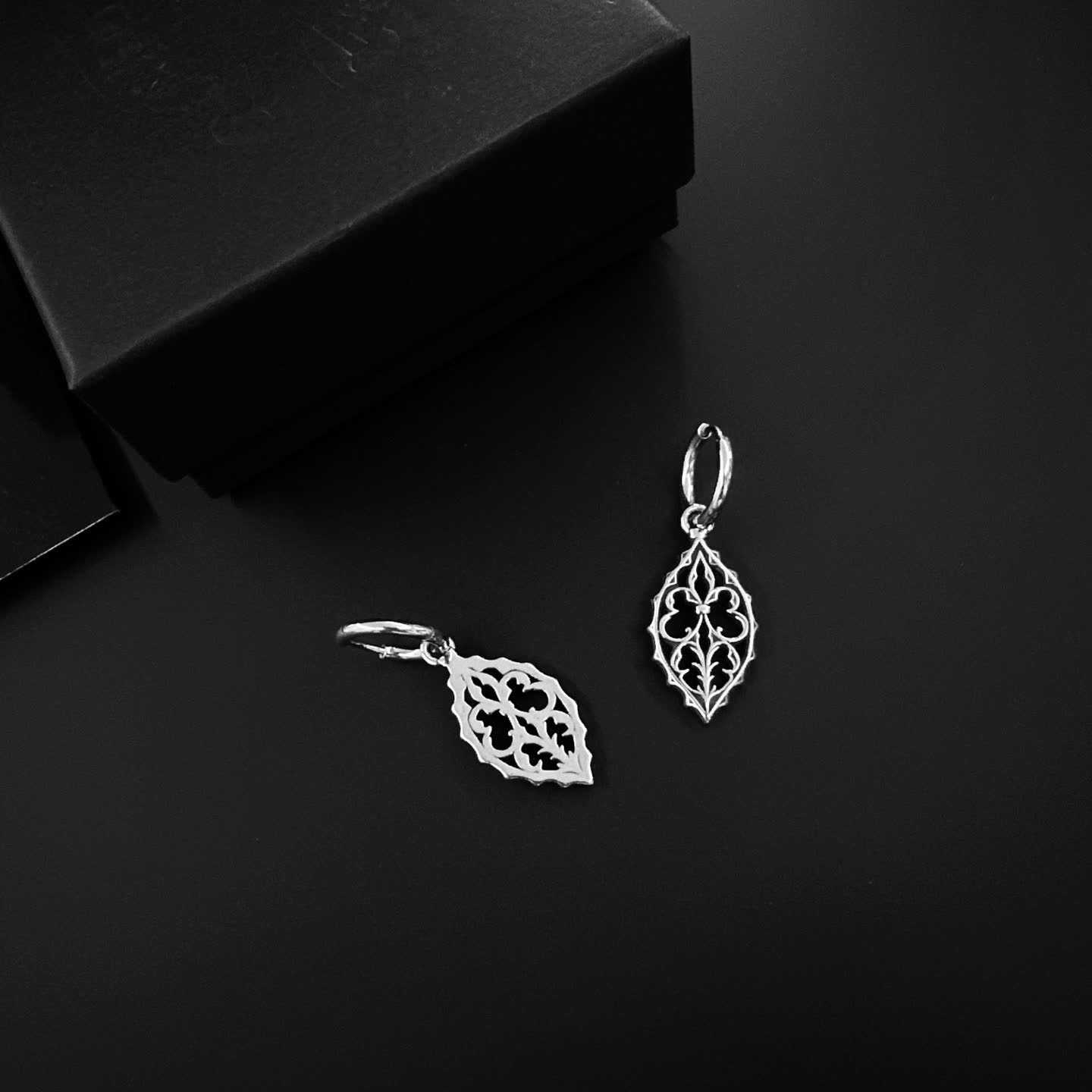 Chrome Hearts Silver Filigree Leaf Earrings